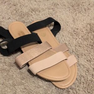 Chic Black and Cream Women's Sandals